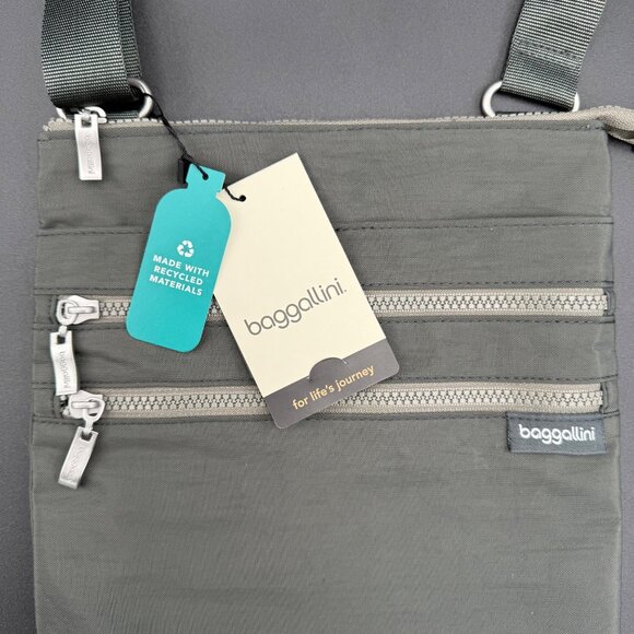 Baggallini Comrade 3-Zip Crossbody Bag Gray Lightweight Adjustable Strap - Picture 5 of 12
